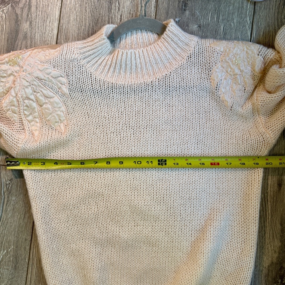Vintage Peach Women's Turtleneck Sweater with Shoulder Embellishments - Picture 7 of 7
